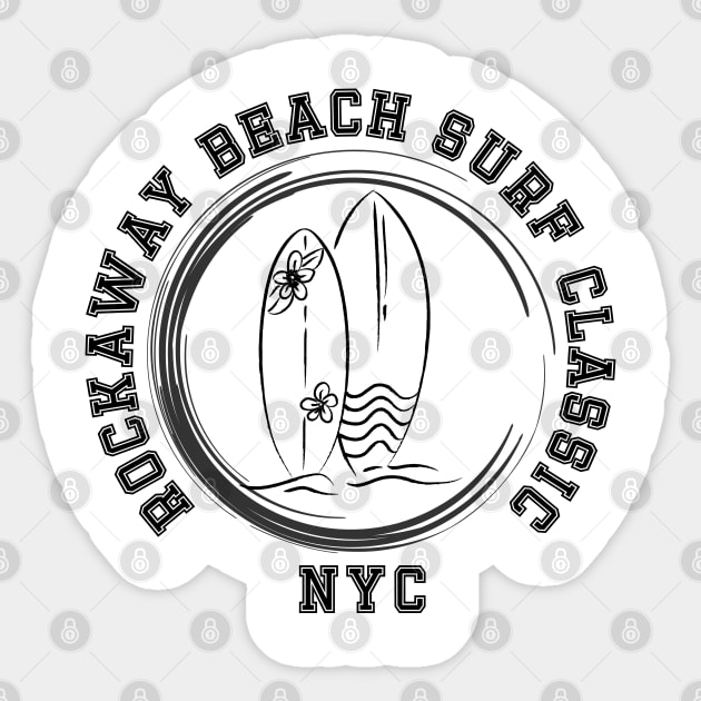 Rockaway Beach Surf Classic (Light Colors) Sticker by Proud Town Tees